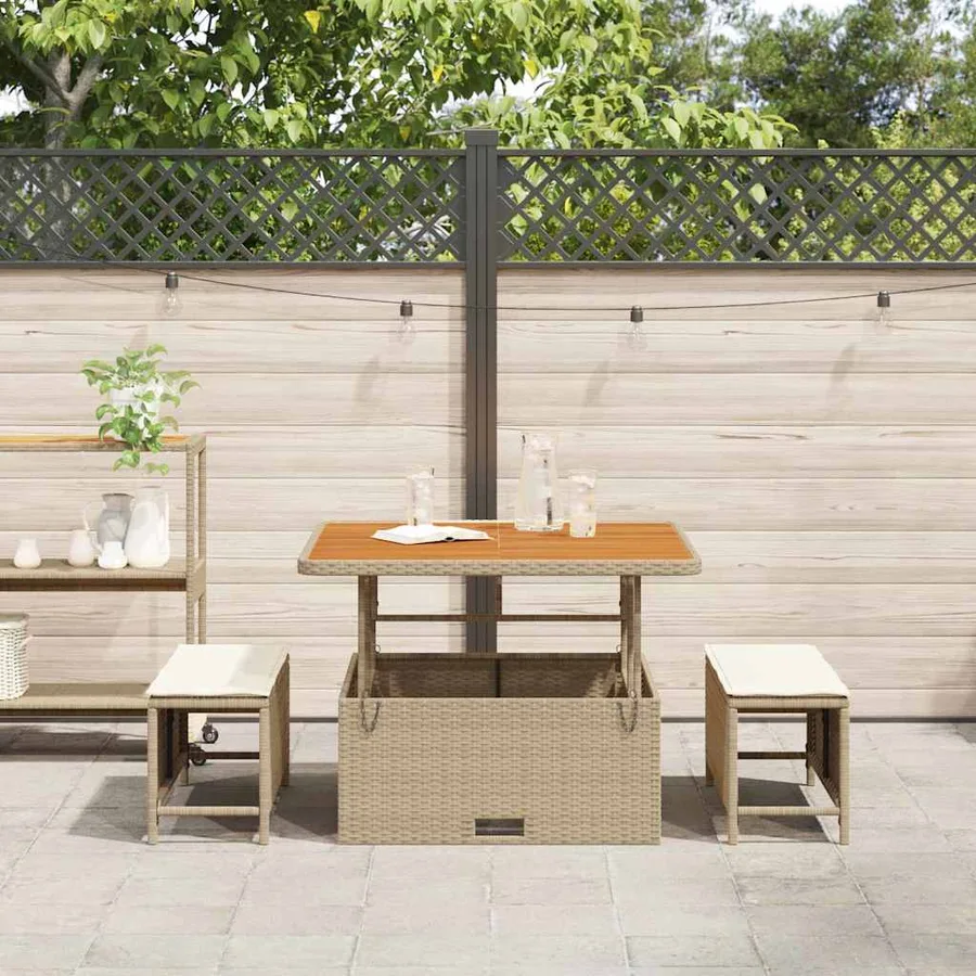 Ensemble de salle à manger pour jardin Beige polyrotin - 4