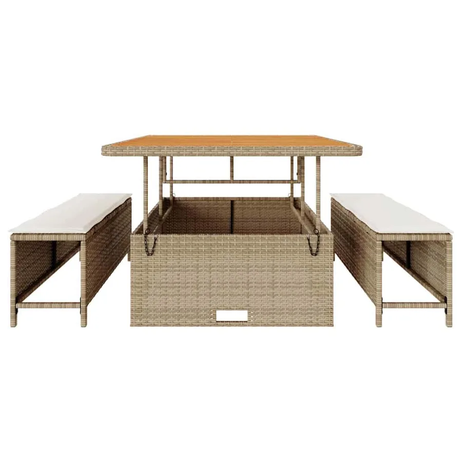 Ensemble de salle à manger pour jardin Beige polyrotin - 7