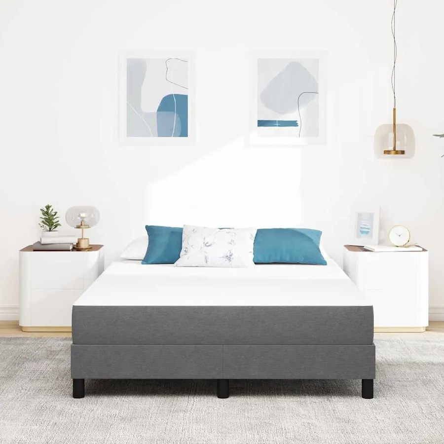 Matelas de Lit avec matelas Gris clair 140 x 190 cm tissu - 3