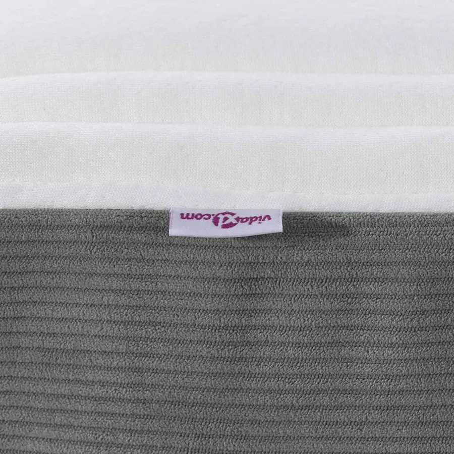 Matelas de Lit avec matelas Gris clair 140 x 190 cm tissu - 6