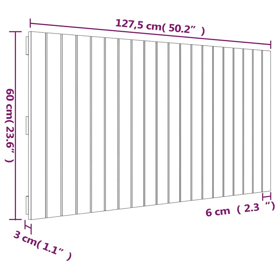 Tête de lit murale 127,5x3x60 cm Bois massif de pin - 8