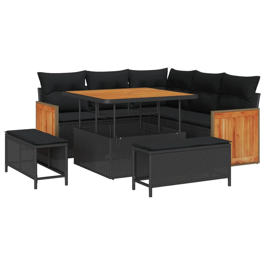 Ensemble de canapé de jardin avec coussin 8 pcs Noir - 2