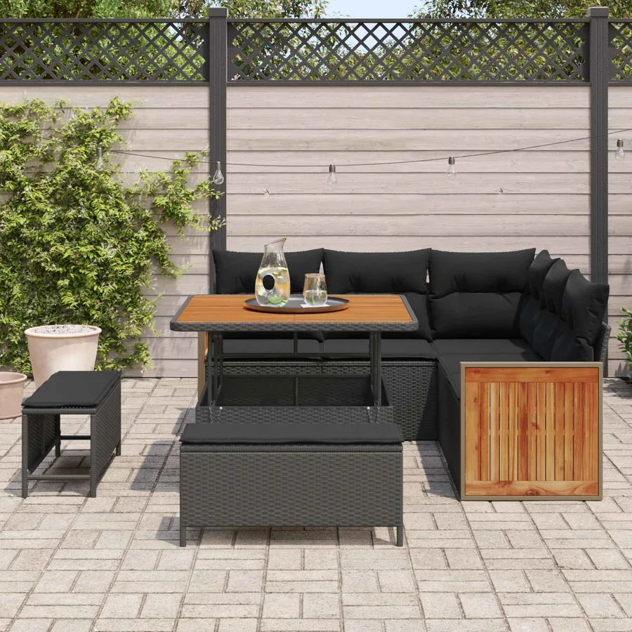 Ensemble de canapé de jardin avec coussin 8 pcs Noir - 3