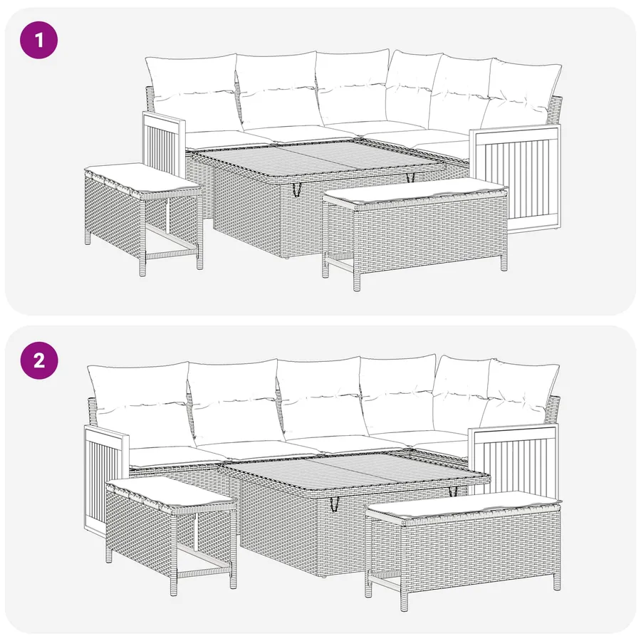 Ensemble de canapé de jardin avec coussin 8 pcs Noir - 8