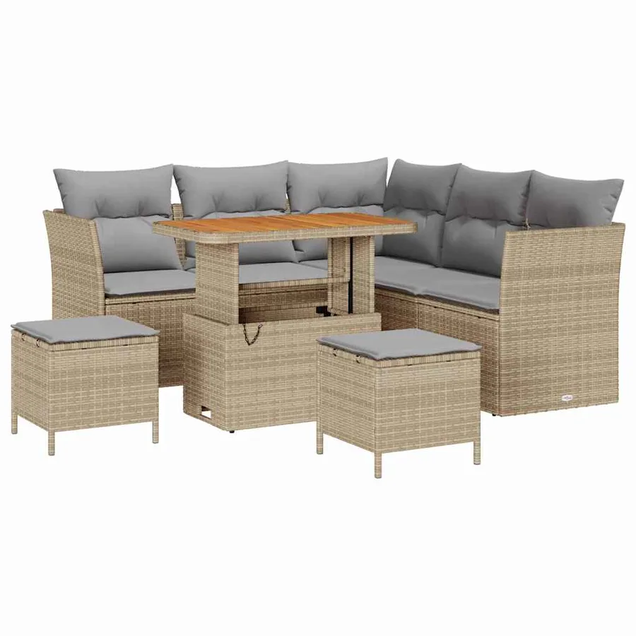 Ensemble de canapé de jardin 8 pcs beige et gris clair - 2