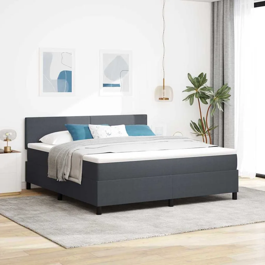 Lit à ressort LED Gris foncé et blanc 180 x 200 cm