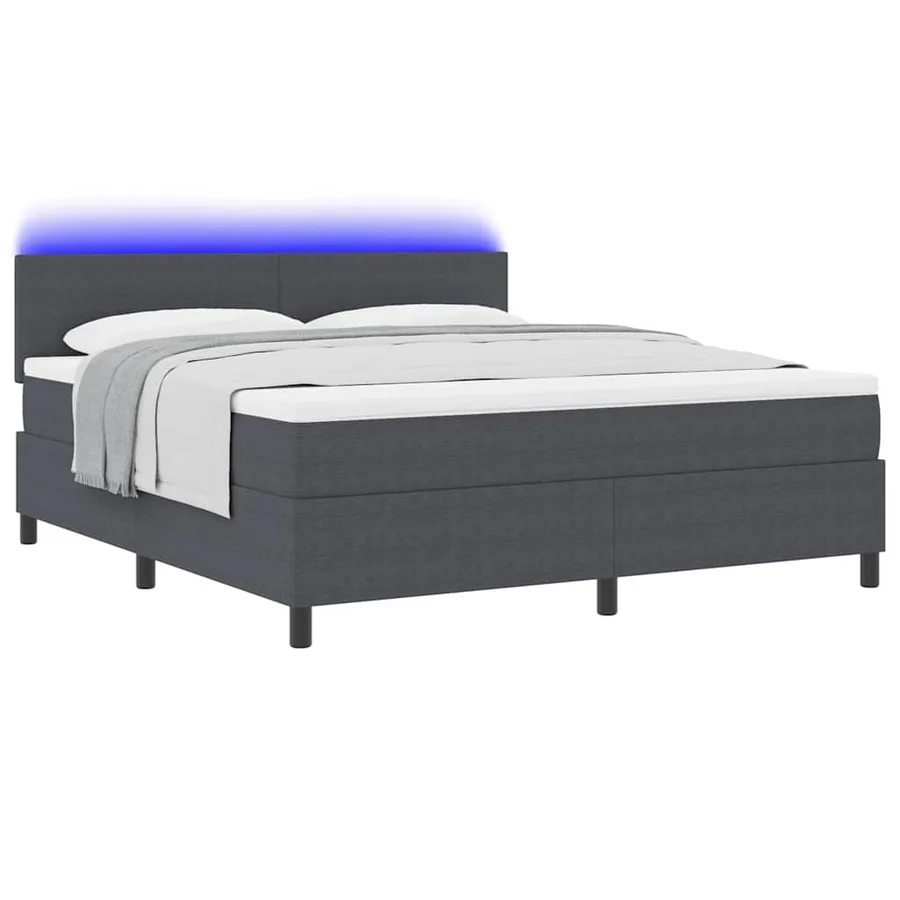 Lit à ressort LED Gris foncé et blanc 180 x 200 cm - 3