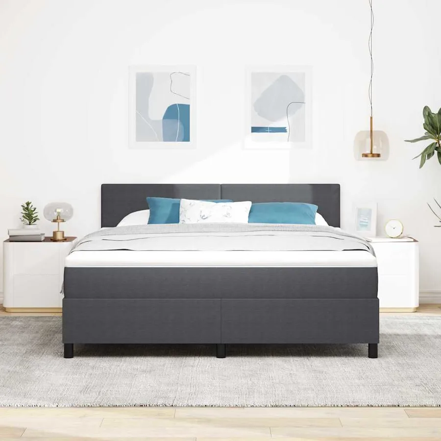 Lit à ressort LED Gris foncé et blanc 180 x 200 cm - 4