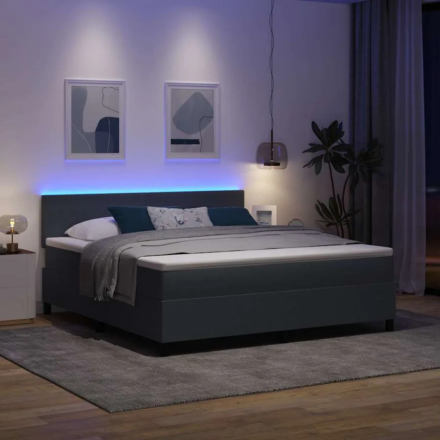 Lit à ressort LED Gris foncé et blanc 180 x 200 cm - 5