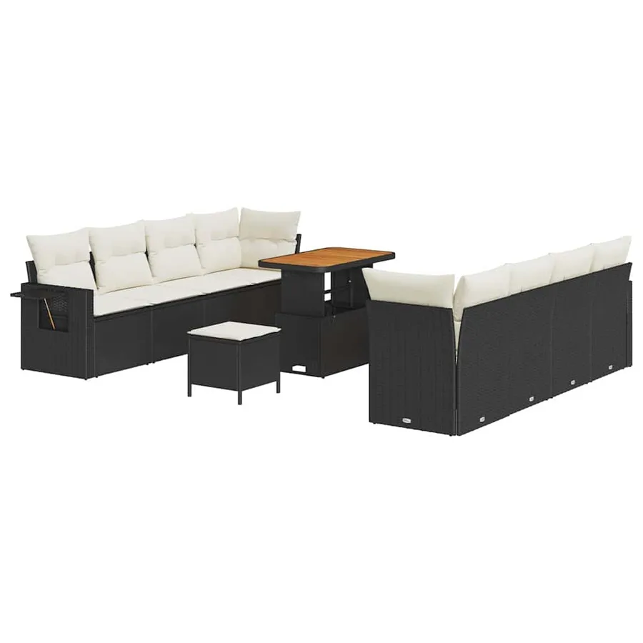 Ensemble de canapé de jardin 11 pcs Noir Poly rotin - 2