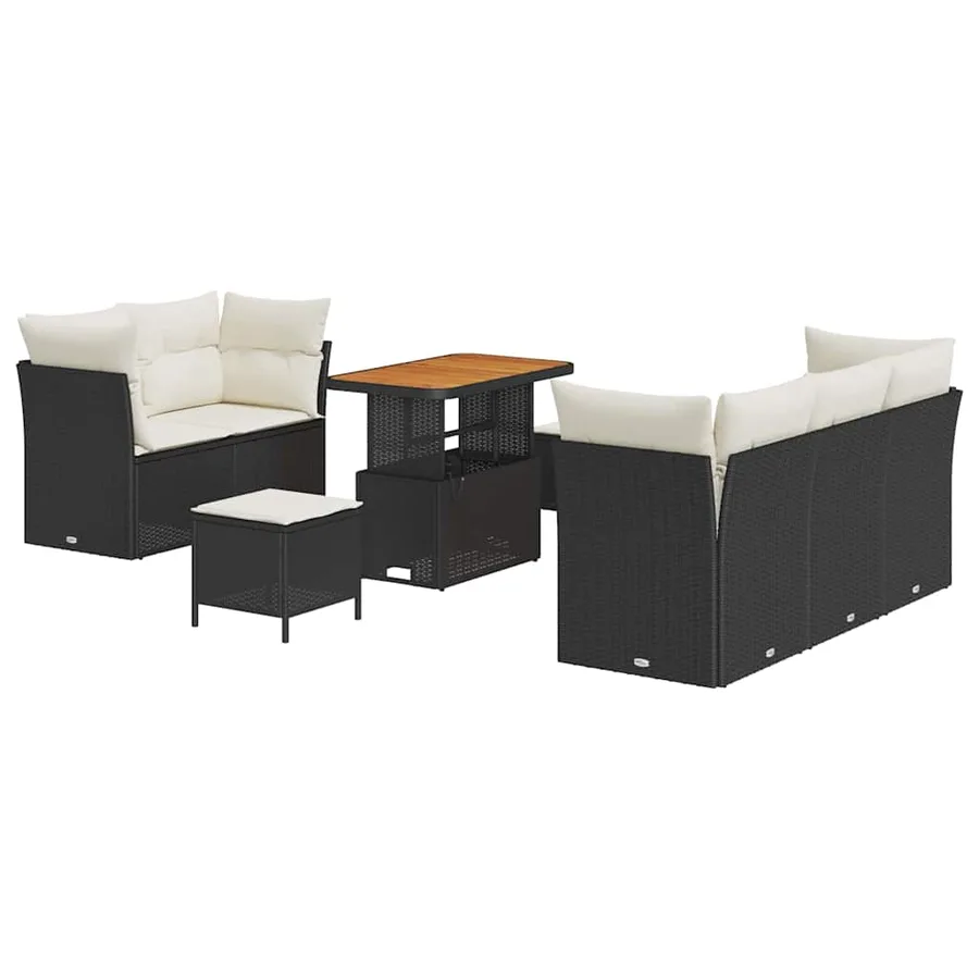 Ensemble de canapé de jardin 8 pcs Noir polyrotin - 2