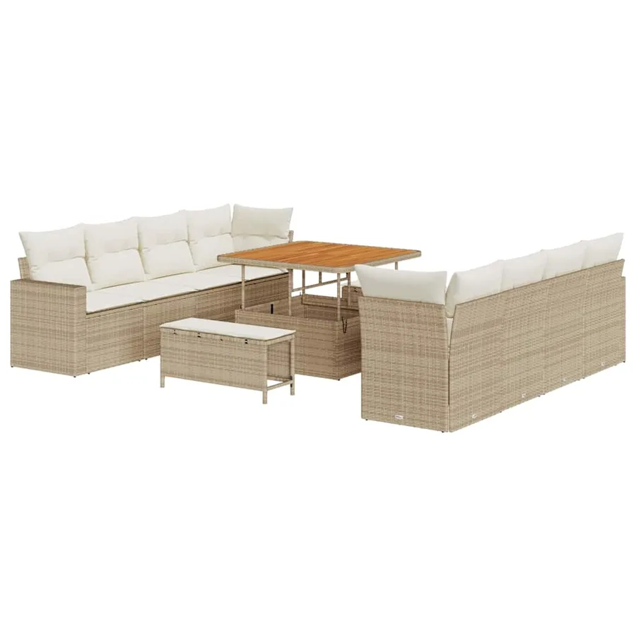 Ensemble de canapé de jardin 11 pcs Beige polyrotin - 2