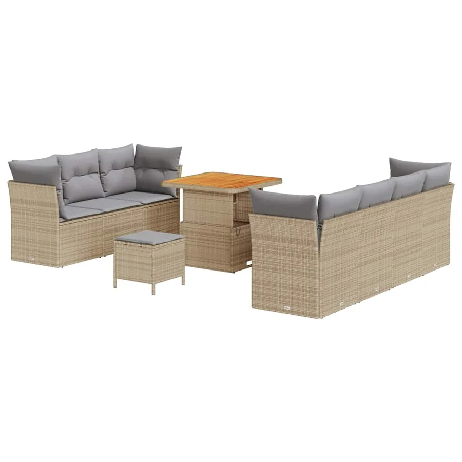 Ensemble de canapé de jardin 10 pcs Beige polyrotin - 2