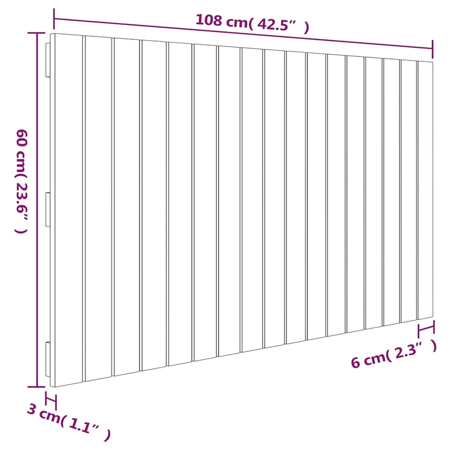 Tête de lit murale Gris 108x3x60 cm Bois massif de pin - 9