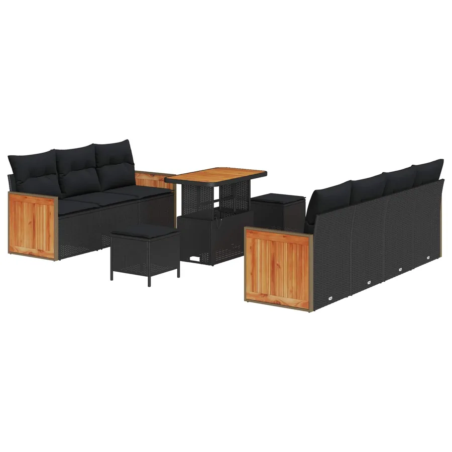 Ensemble de canapé de jardin avec coussin 10 pcs Noir - 2