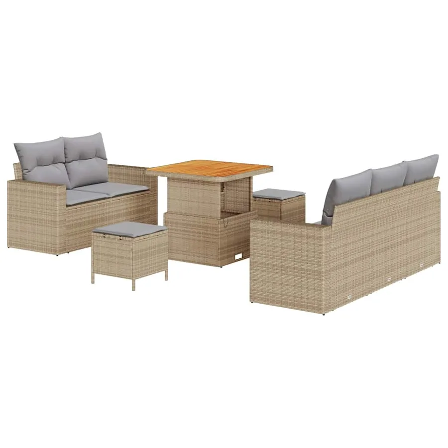 Ensemble de canapé de jardin 8 pcs beige et gris clair - 2