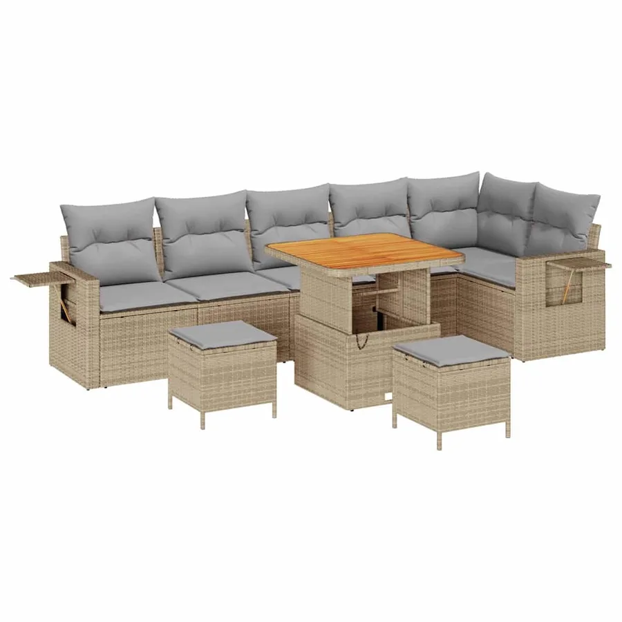 Ensemble de canapé de jardin 11 pcs Beige et Gris clair - 2