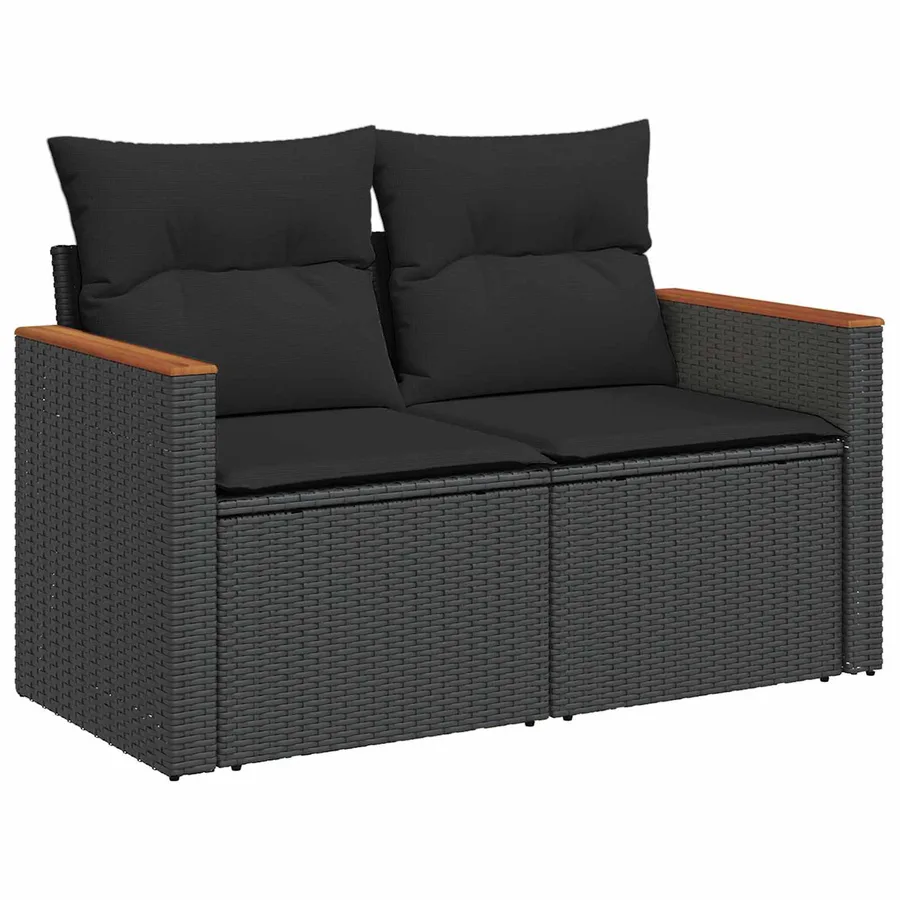 Ensemble de canapé de jardin 8 pcs Noir polyrotin - 5