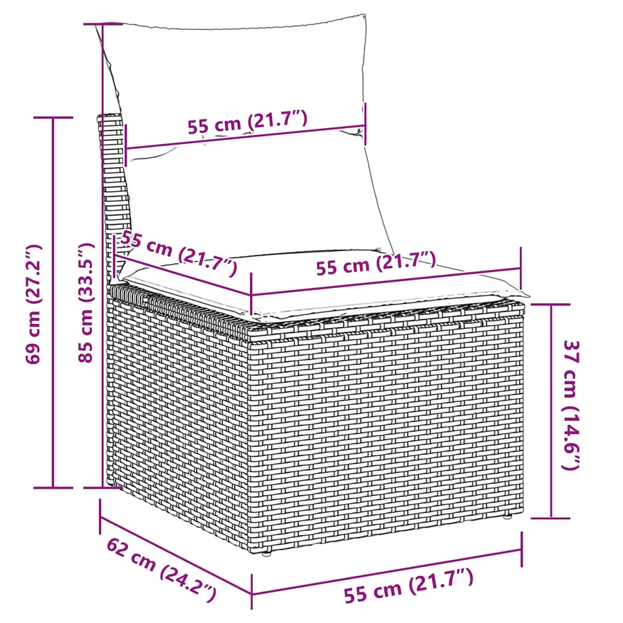 Ensemble de canapé de jardin 9 pcs Noir polyrotin - 12
