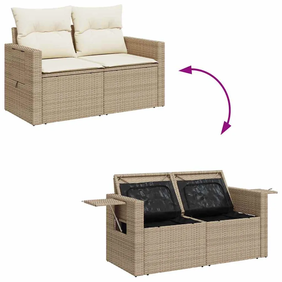 Ensemble de canapé de jardin 13 pcs Beige polyrotin - 11
