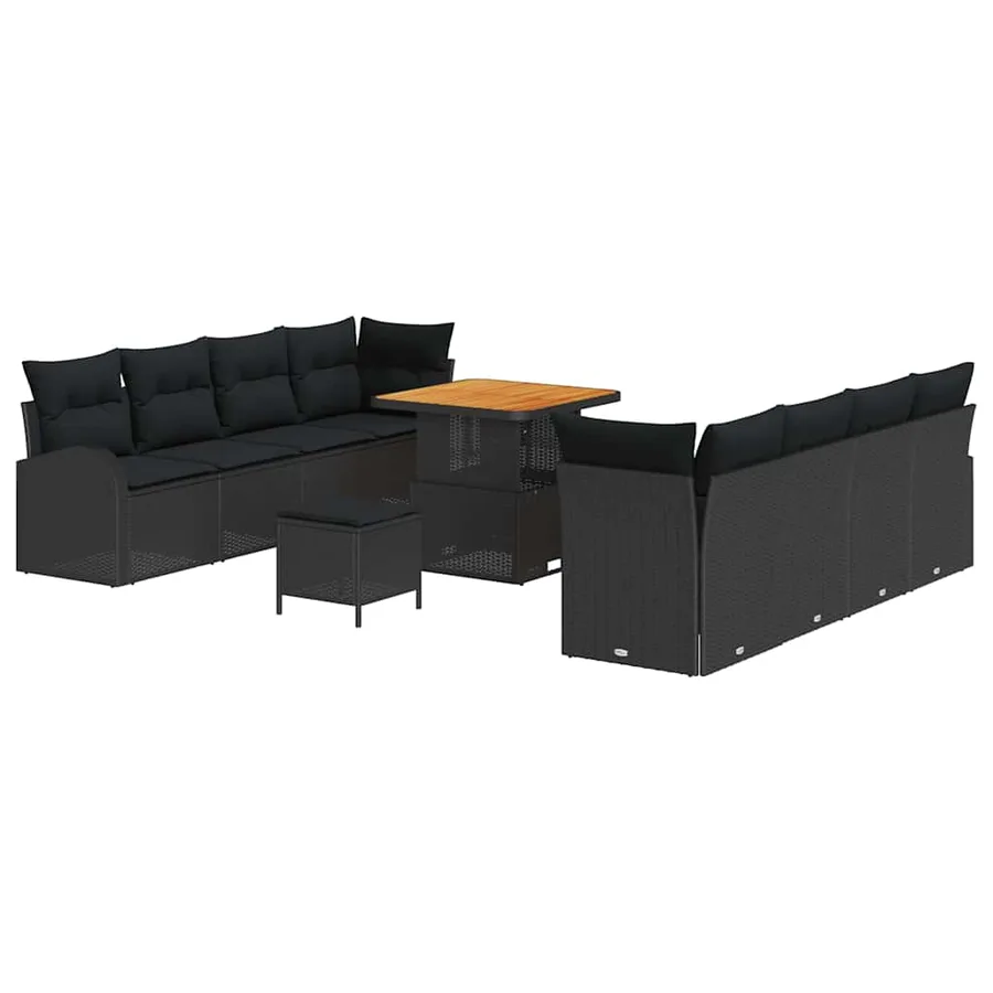Ensemble de canapé de jardin avec coussin 11 pcs Noir - 2