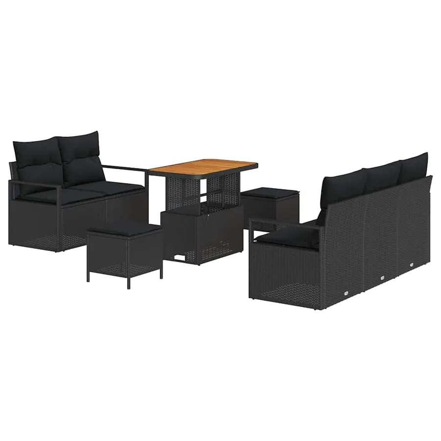 Ensemble de canapé de jardin avec coussin 8 pcs Noir - 2