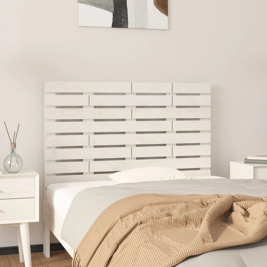 Tête de lit murale Blanc 106x3x63 cm Bois massif de pin