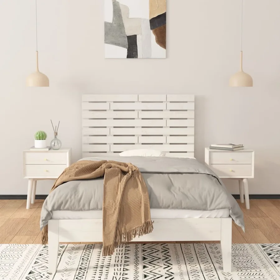 Tête de lit murale Blanc 106x3x63 cm Bois massif de pin - 3