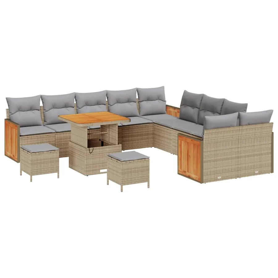 Ensemble de canapé de jardin 17 pcs Beige et Gris clair - 2