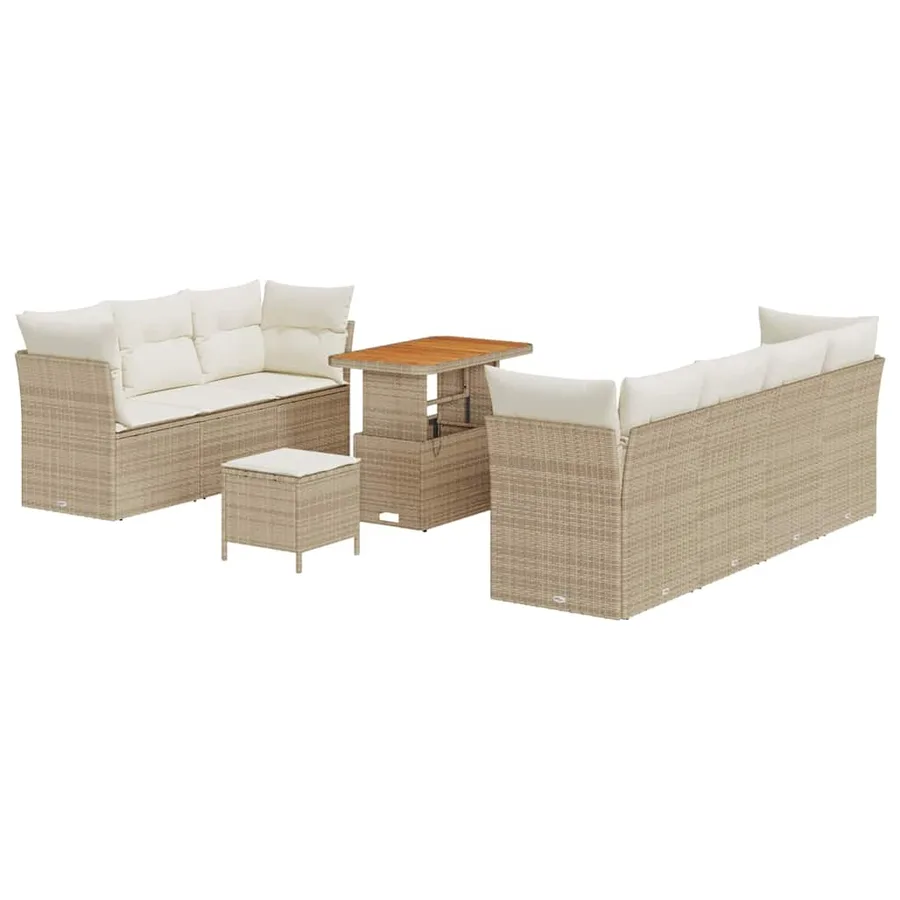 Ensemble de canapé de jardin 10 pcs Beige polyrotin - 2