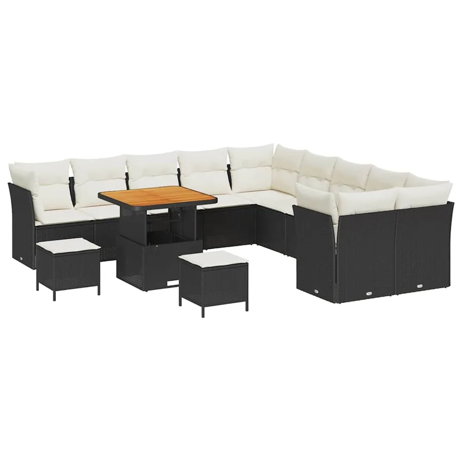 Ensemble de canapé de jardin 13 pcs Noir polyrotin - 2