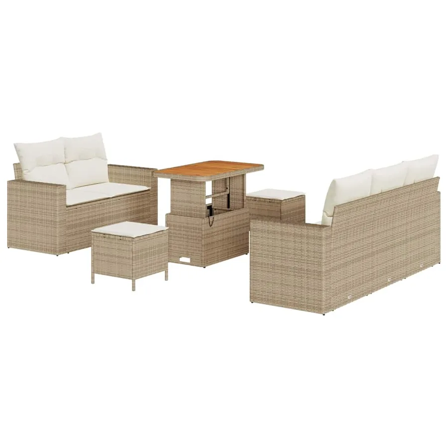Ensemble de canapé de jardin 8 pcs Beige et crème polyrotin - 2