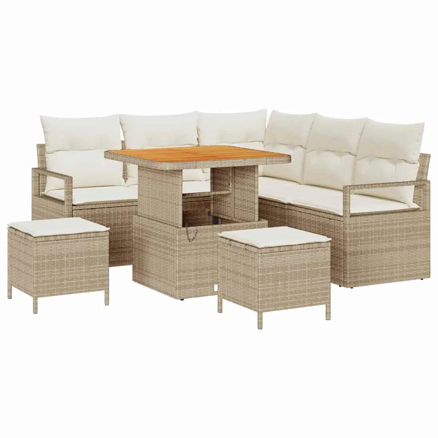 Ensemble de canapé de jardin avec coussin 8 pcs Beige et crème - 2