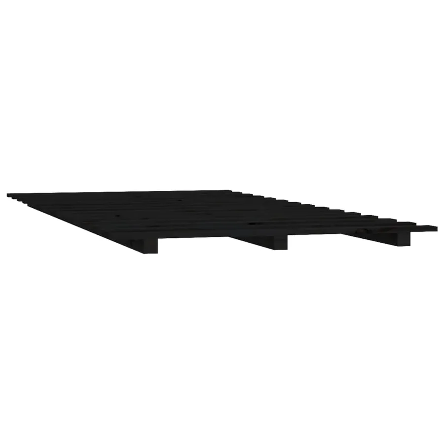 Cadre de lit sans matelas noir 75x190 cm bois de pin massif - 4