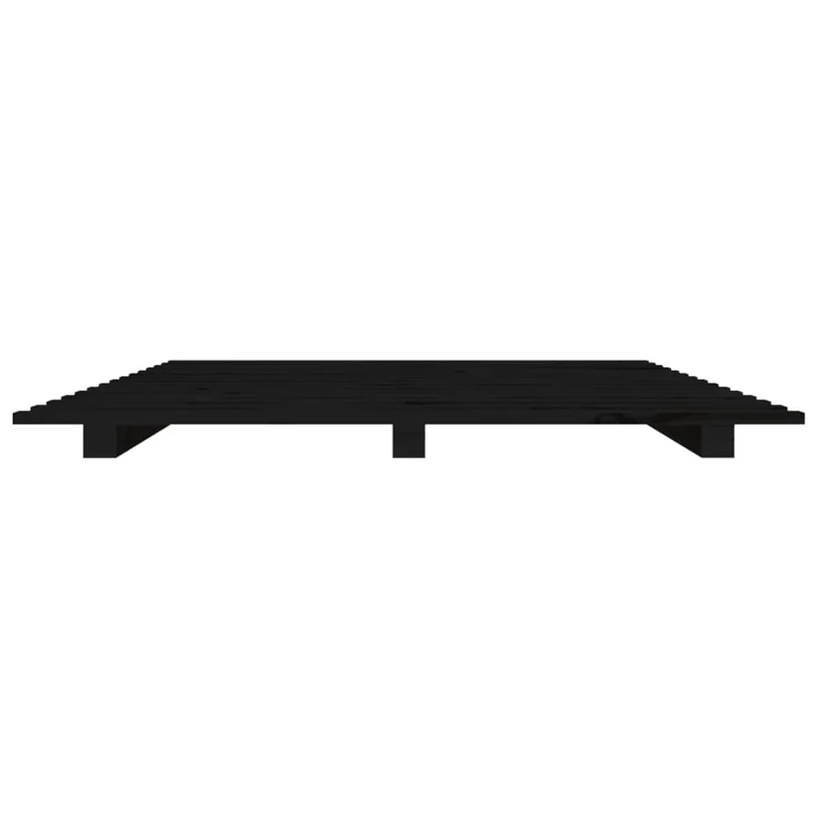 Cadre de lit sans matelas noir 75x190 cm bois de pin massif - 5