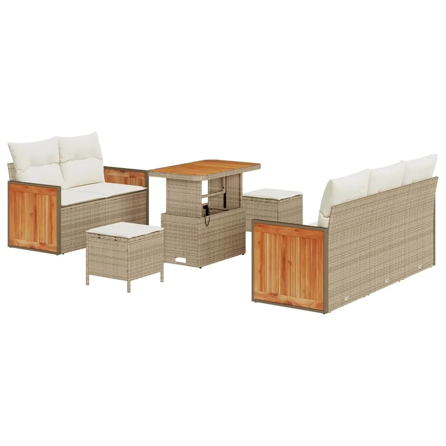 Ensemble de canapé de jardin 10 pcs Beige et crème polyrotin - 2