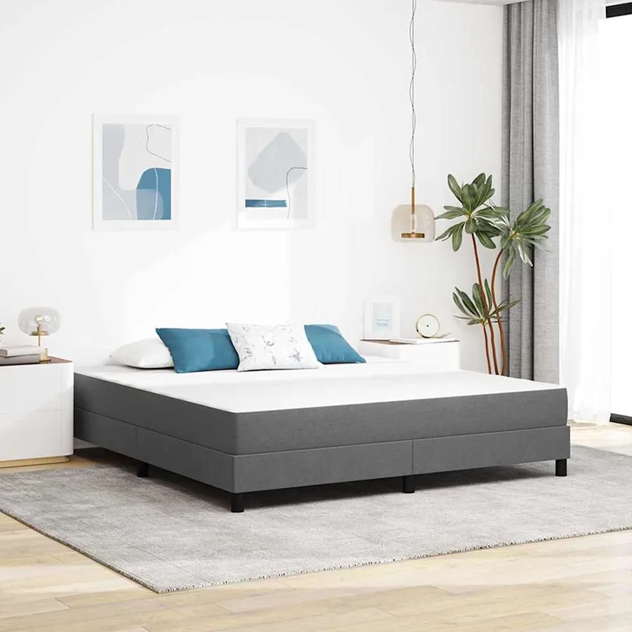 Matelas de Lit avec matelas Gris clair 180 x 200 cm tissu