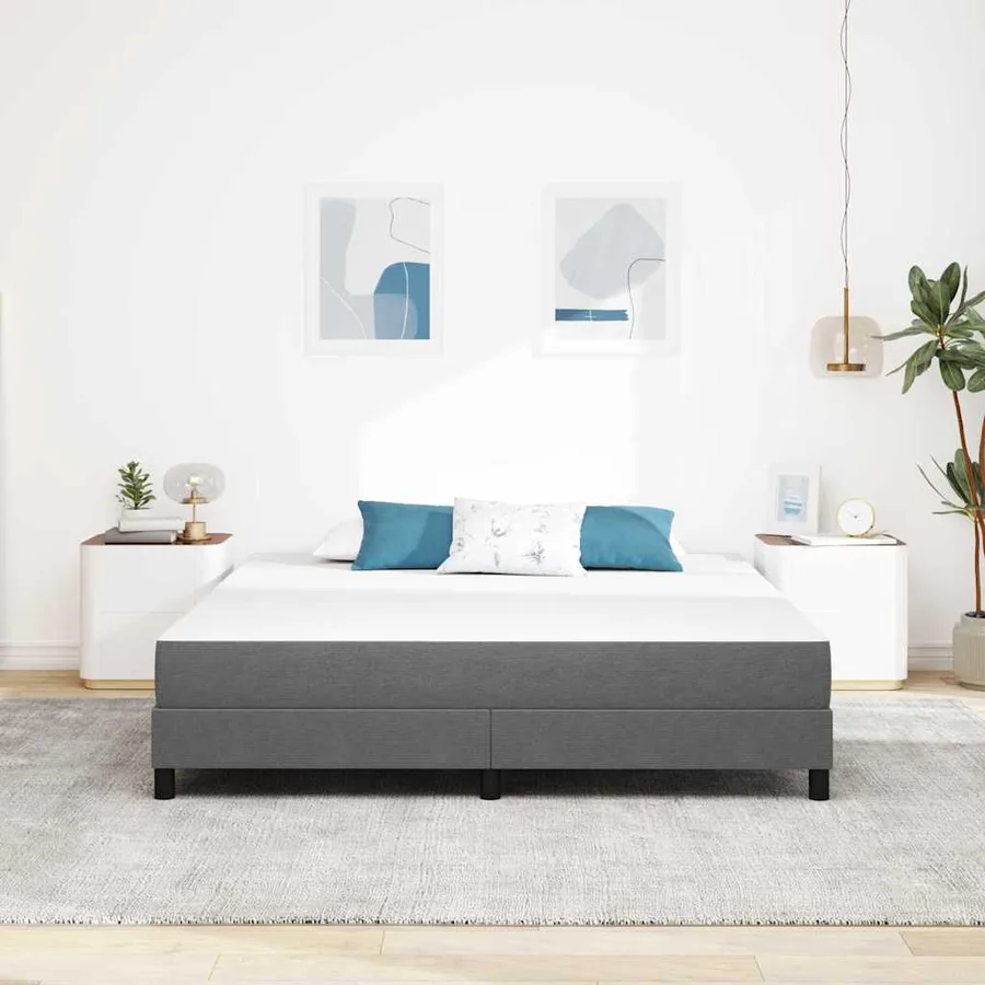 Matelas de Lit avec matelas Gris clair 180 x 200 cm tissu - 3