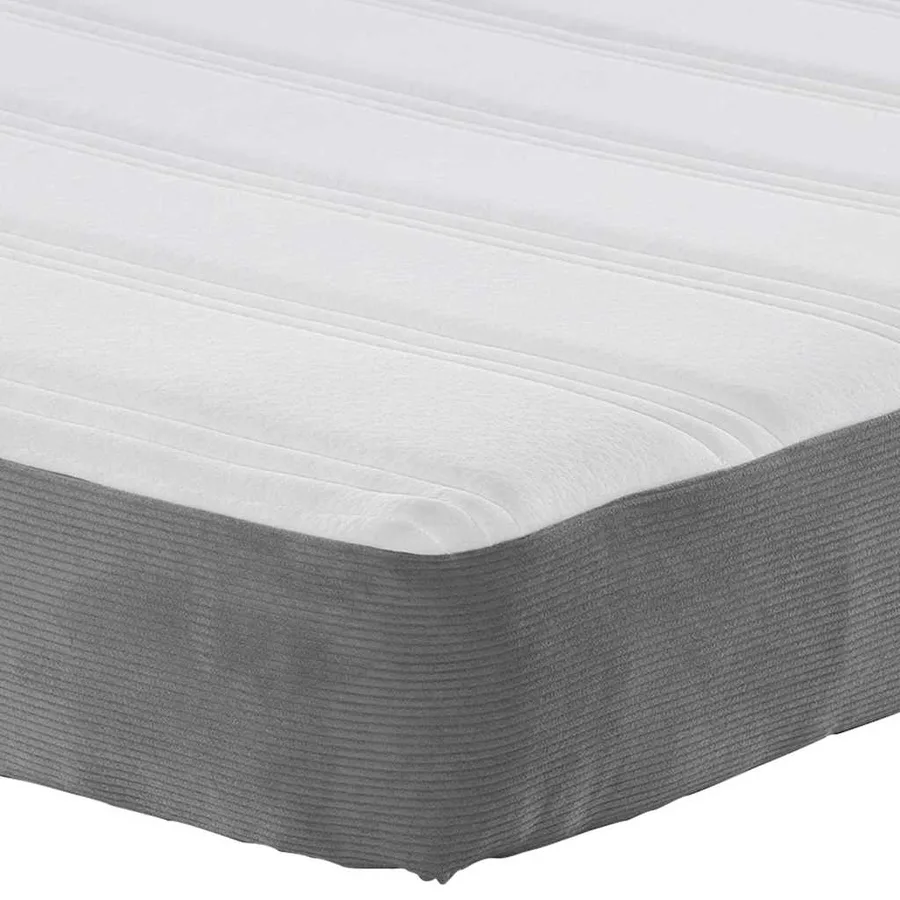 Matelas de Lit avec matelas Gris clair 180 x 200 cm tissu - 7