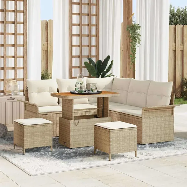 Ensemble de canapé de jardin avec coussin 8 pcs Beige et crème