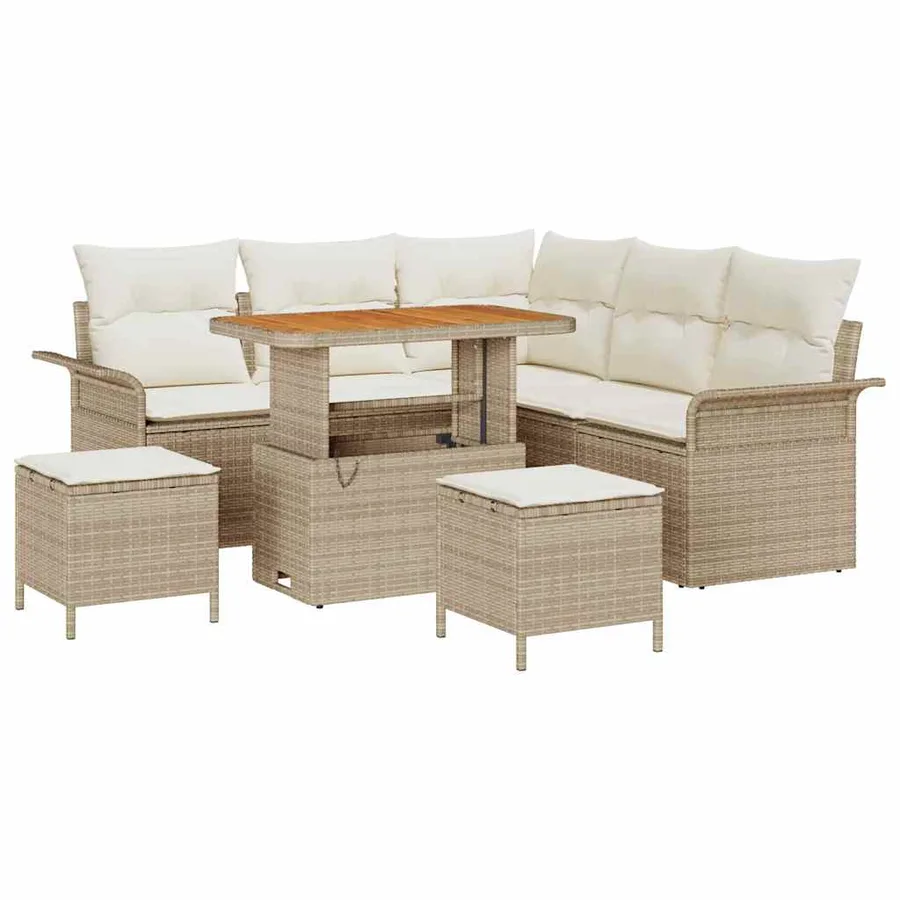 Ensemble de canapé de jardin avec coussin 8 pcs Beige et crème - 2