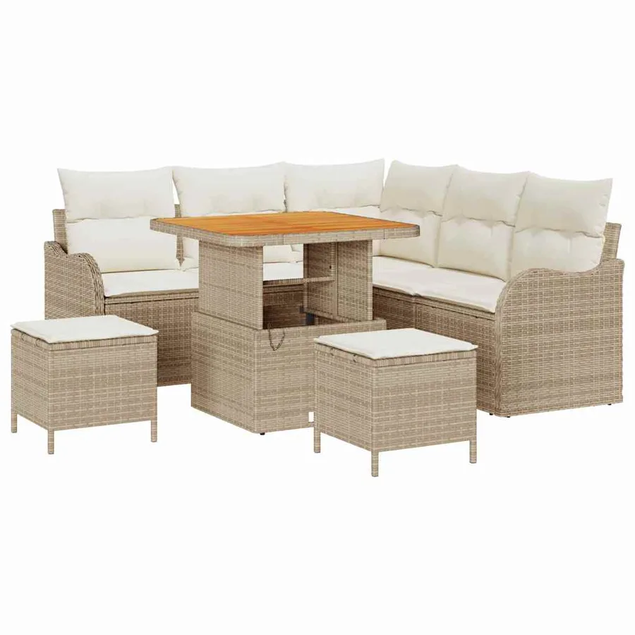 Ensemble de canapé de jardin avec coussin 8 pcs Beige et crème - 2