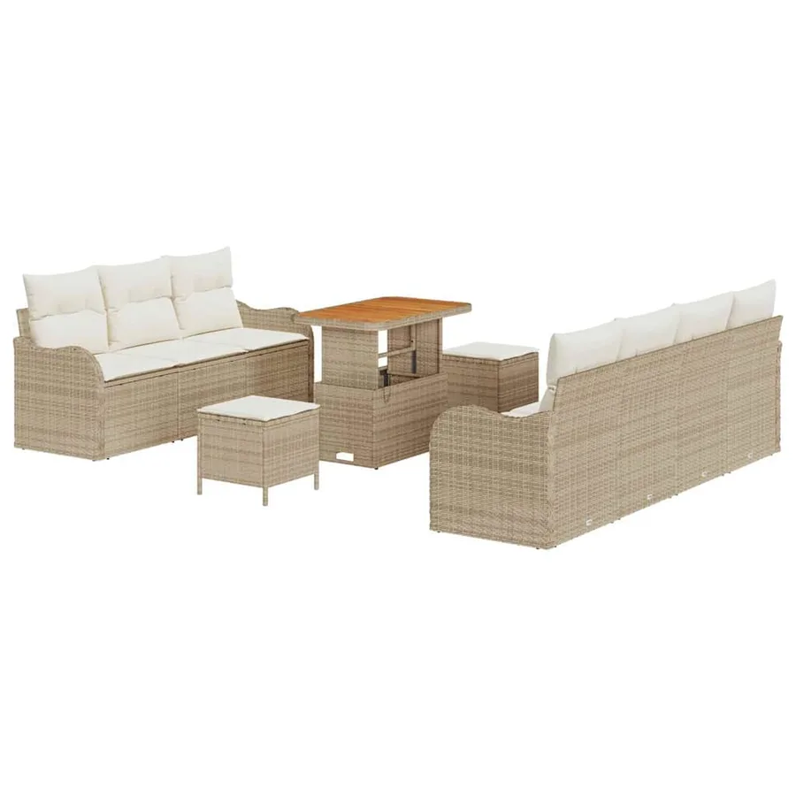 Ensemble de canapé de jardin avec coussin 10 pcs Beige et crème - 2