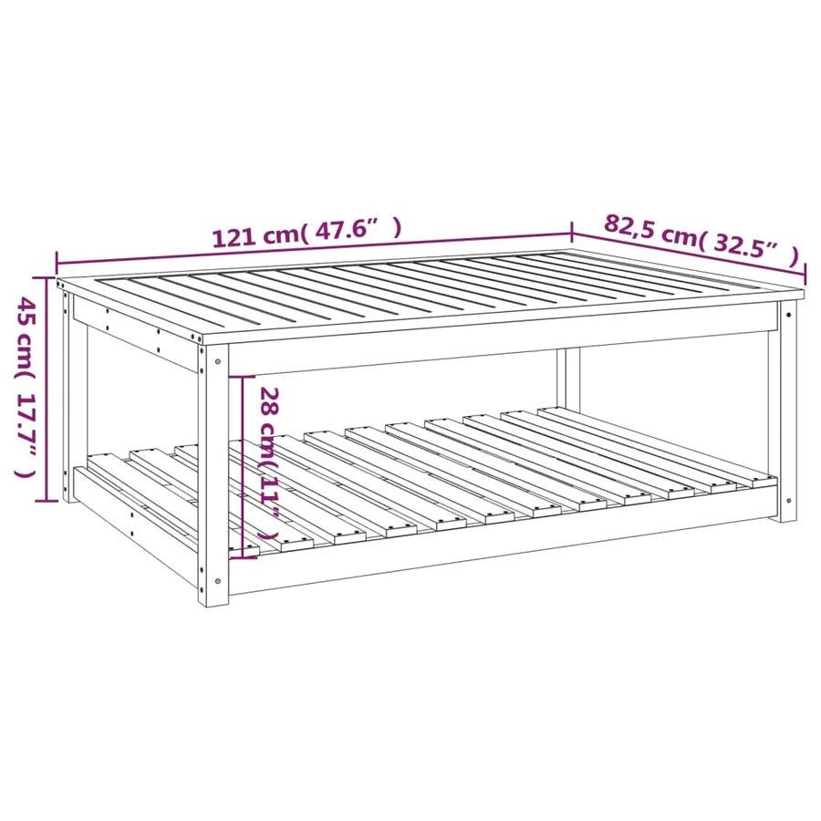 Table de jardin 121x82,5x45 cm bois massif de pin - 8