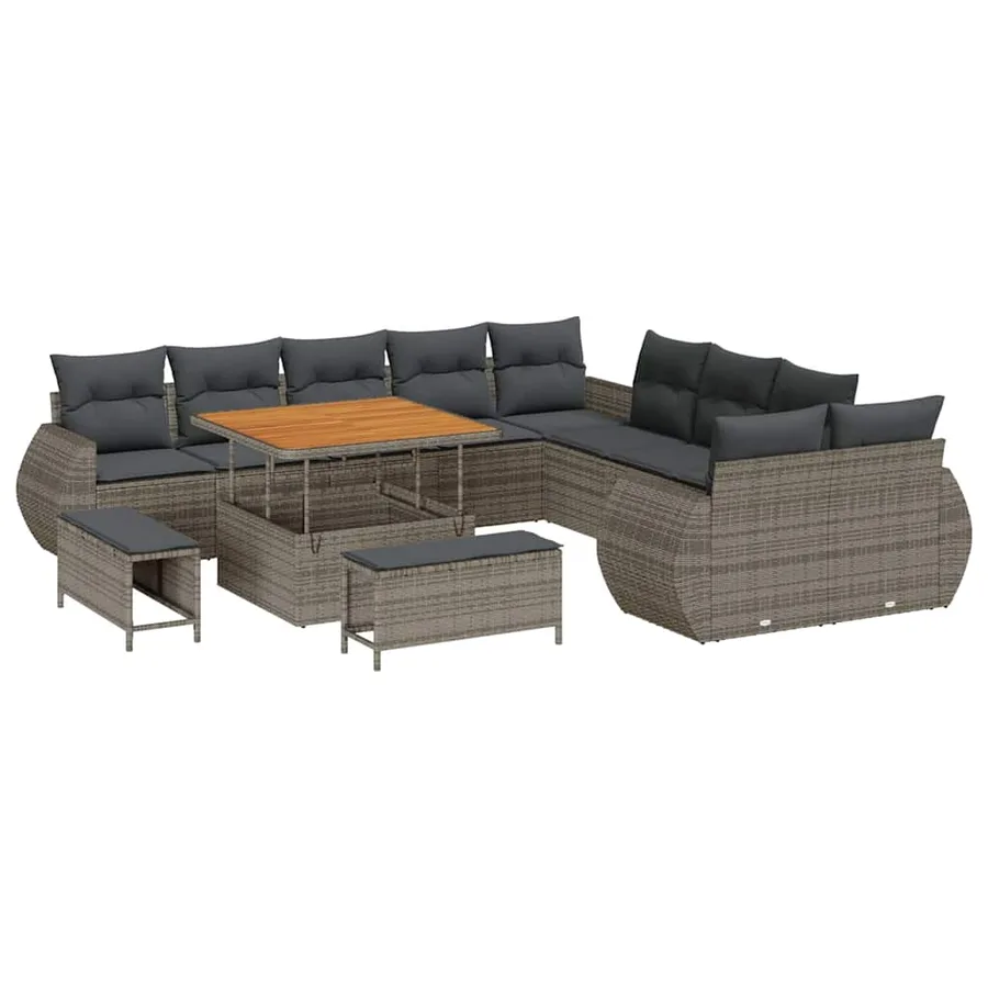 Ensemble de canapé de jardin 13 pcs Gris polyrotin - 2