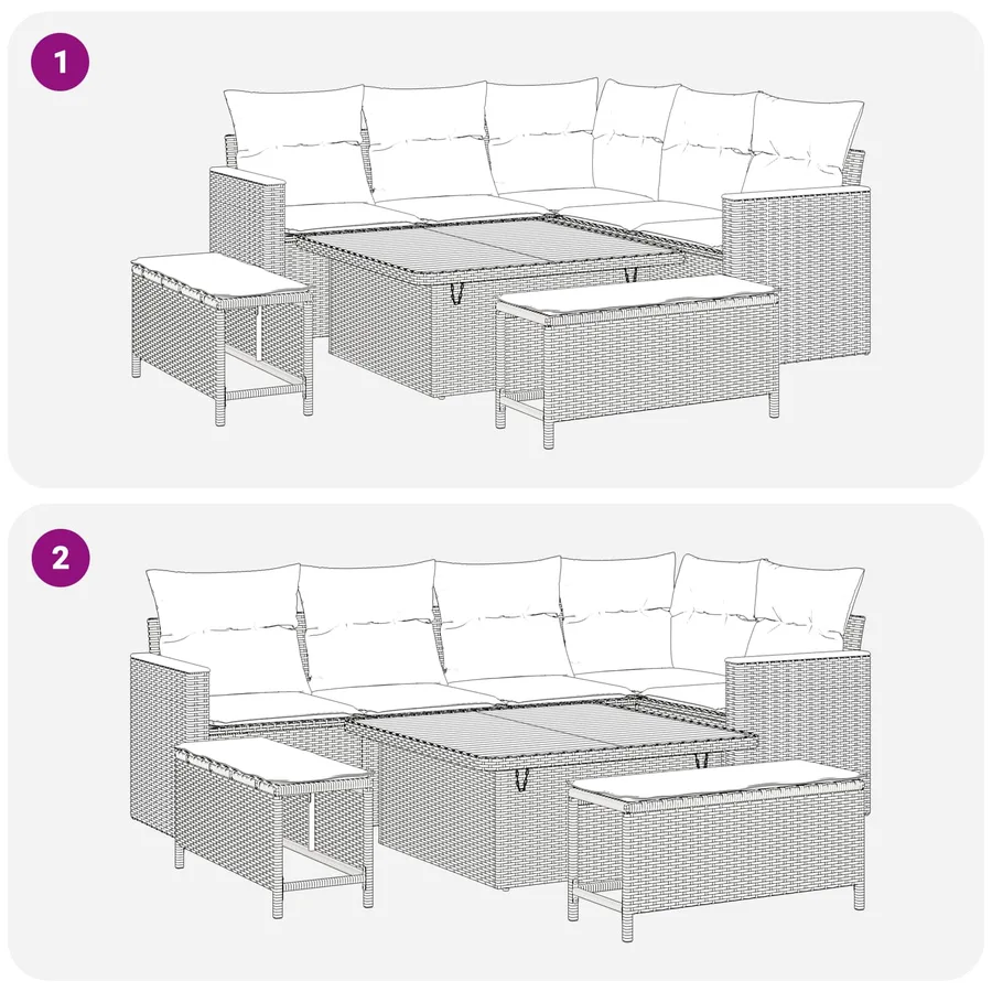 Ensemble de canapé de jardin 8 pcs Gris polyrotin - 8