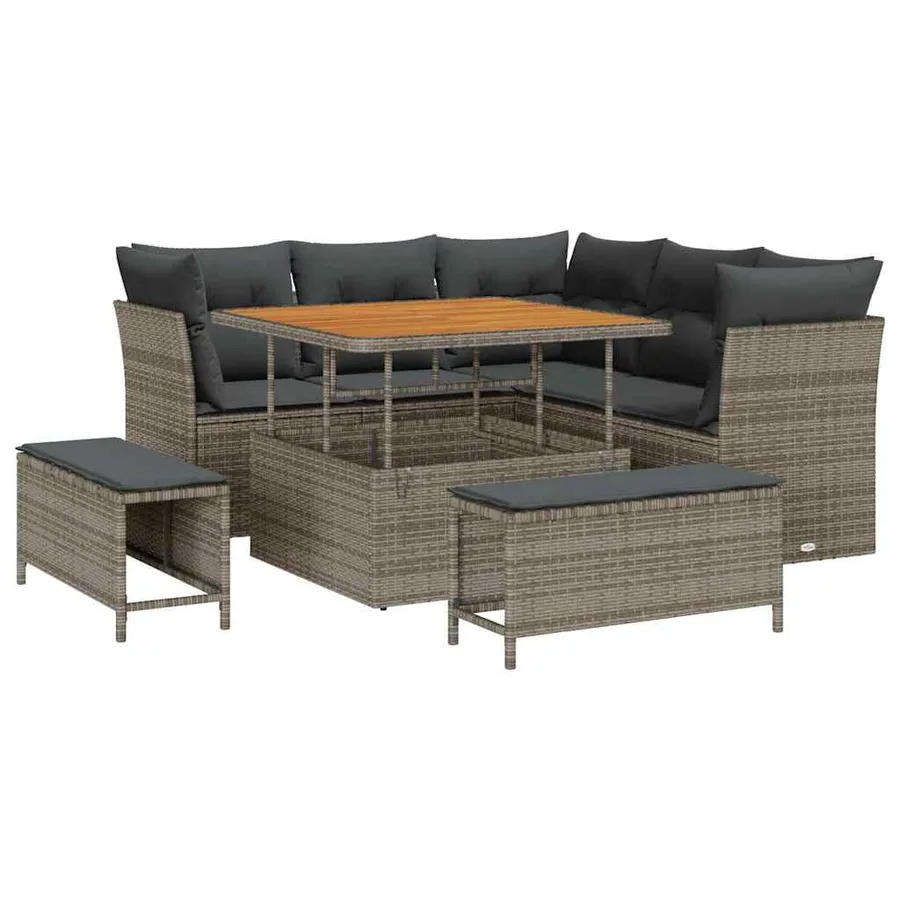 Ensemble de canapé de jardin avec coussin 8 pcs Gris - 2