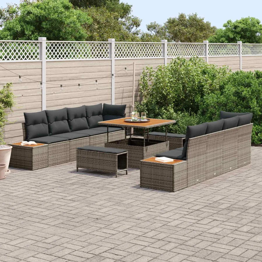 Ensemble de canapé de jardin avec coussin 11 pcs Gris - 3