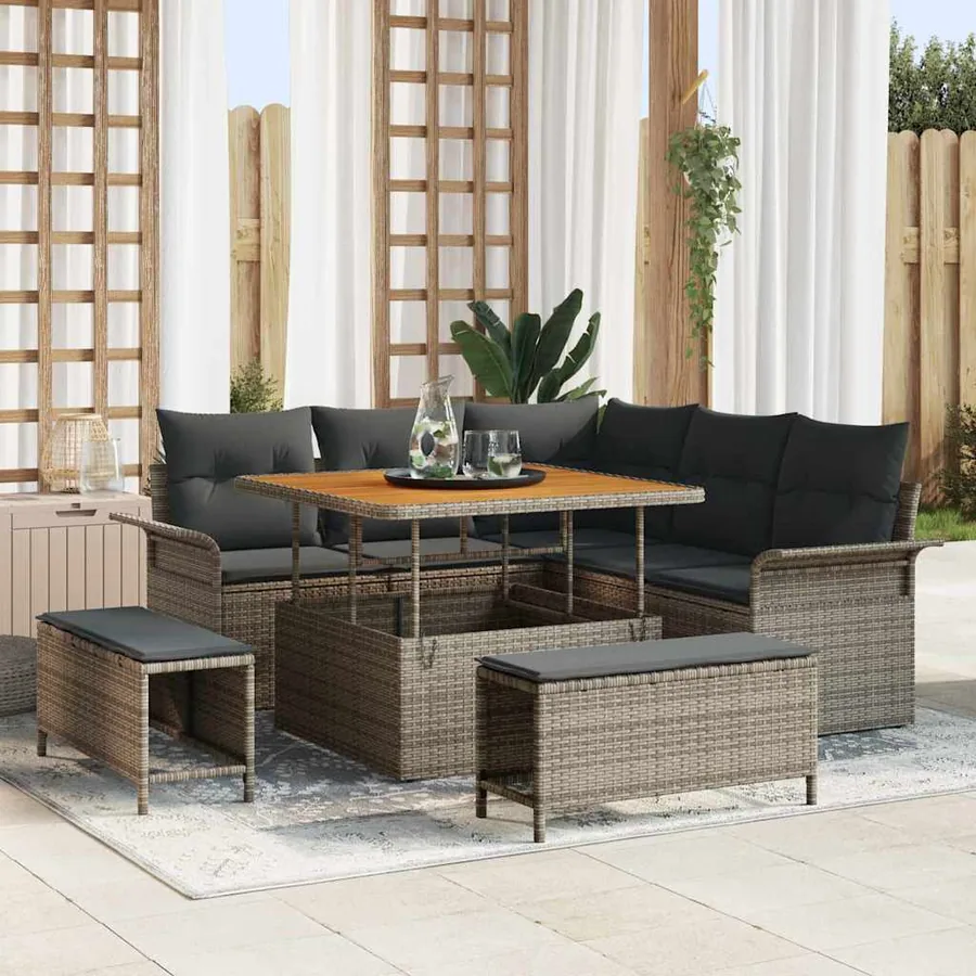 Ensemble de canapé de jardin avec coussin 8 pcs Gris