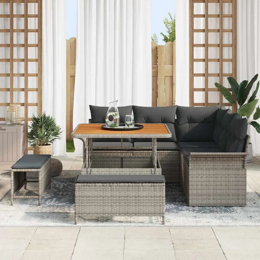 Ensemble de canapé de jardin avec coussin 8 pcs Gris - 3